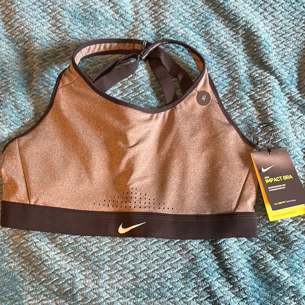 Nike Grey and Black Sports Bra Moisture-Wicking Racerback